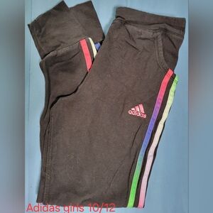 adidas Black Kids Sweatpants with Rainbow Side Stripes